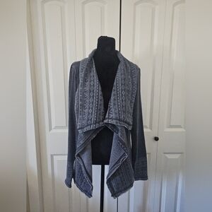 Tentree Womens Charcoal Grey Aztec Print Waterfall Cardigan Size M